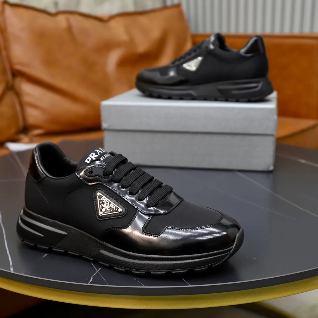 Men's shoes 💰600💰🙅‍♂️🙅‍♂️🙅‍♂️ [PRADA] Prada - High-end quality original order - Upper: Nappa calfskin, tumbled calfskin spliced stretch cloth surface, tongue high frequency brand logo - Lining: water-dyed cowhide - Outsole: ultra-light TPU foam rubber; two-color molded outsole -Ultra-high quality control and fine workmanship: outstanding (high-end, extravagance, grade) -Size: 38-44 (45 can be customized)